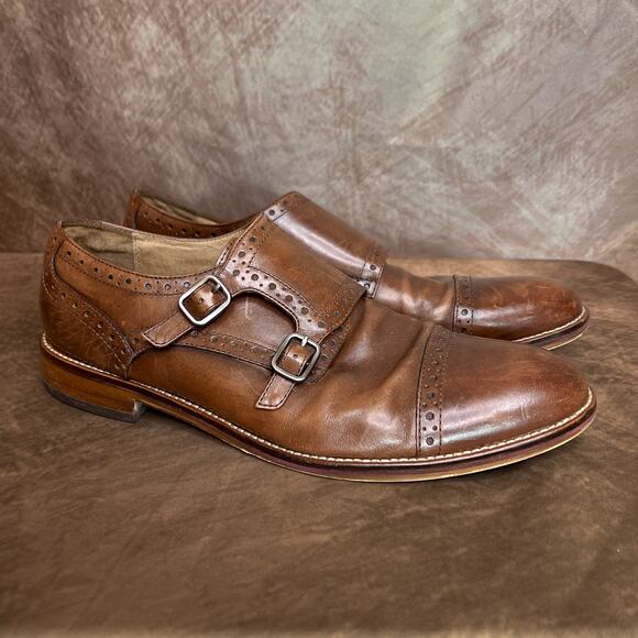 Johnston & Murphy Double Monk Strap Leather Loafer Shoes Round Toe Men's 10.5 - Picture 1 of 11